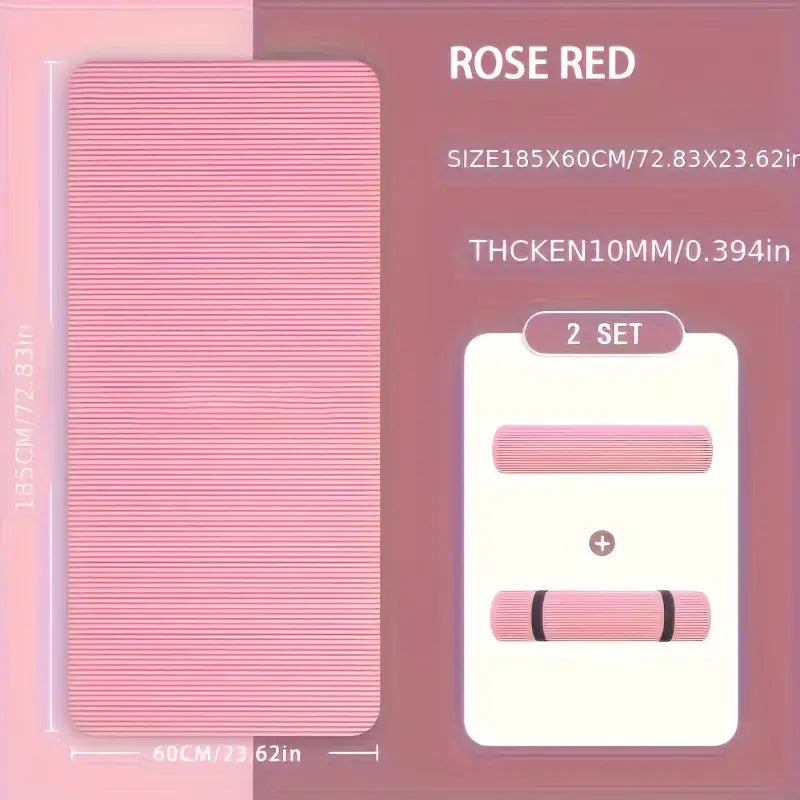 Portable Thick Yoga Mat Exercise Mat Pink 185x60 cm for Gym Pilates Meditation and Fitness Workouts 15mm/0.6in Yoga Mat