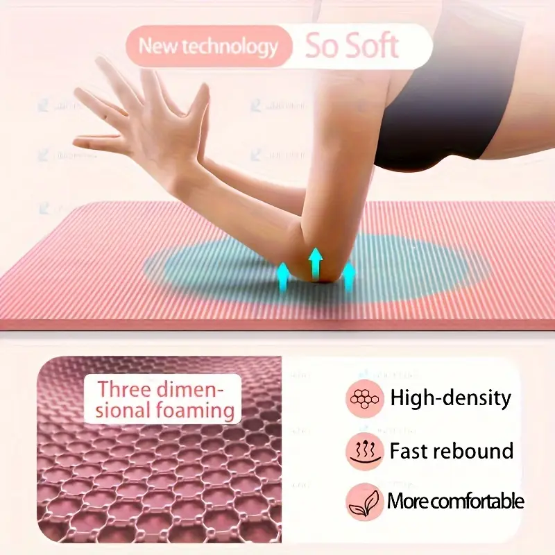 Portable Thick Yoga Mat Exercise Mat Pink 185x60 cm for Gym Pilates Meditation and Fitness Workouts 15mm/0.6in Yoga Mat